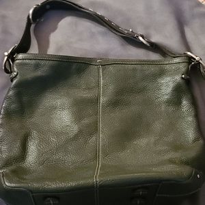 L C leather bag . Great shape 2 spots see photos